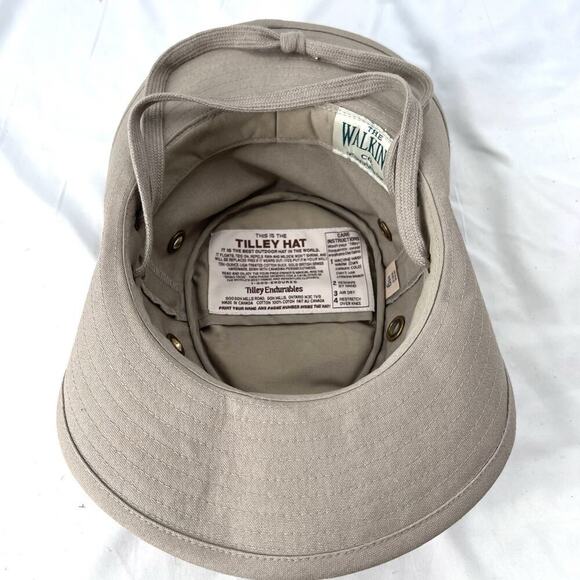 Tilley Hat Beige Canvas Outdoor Snap Brim Boonie Hat Chin Strap Womens 6 3/4 main image 6